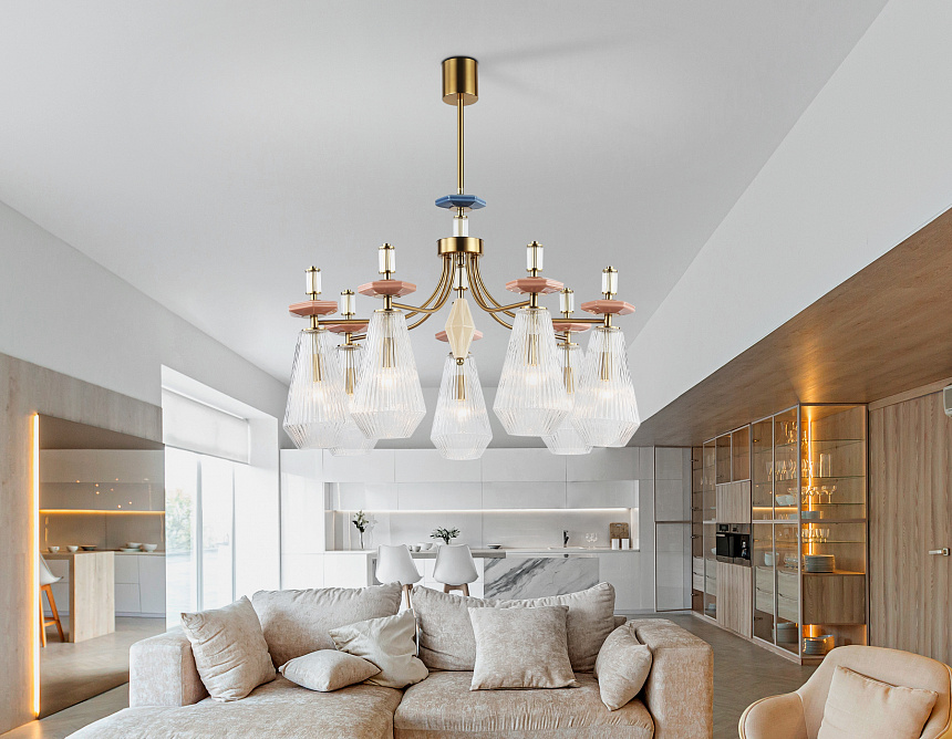 LH53184/7 BS/CL латунь/прозрачный E14*7 max 40W D750*1010