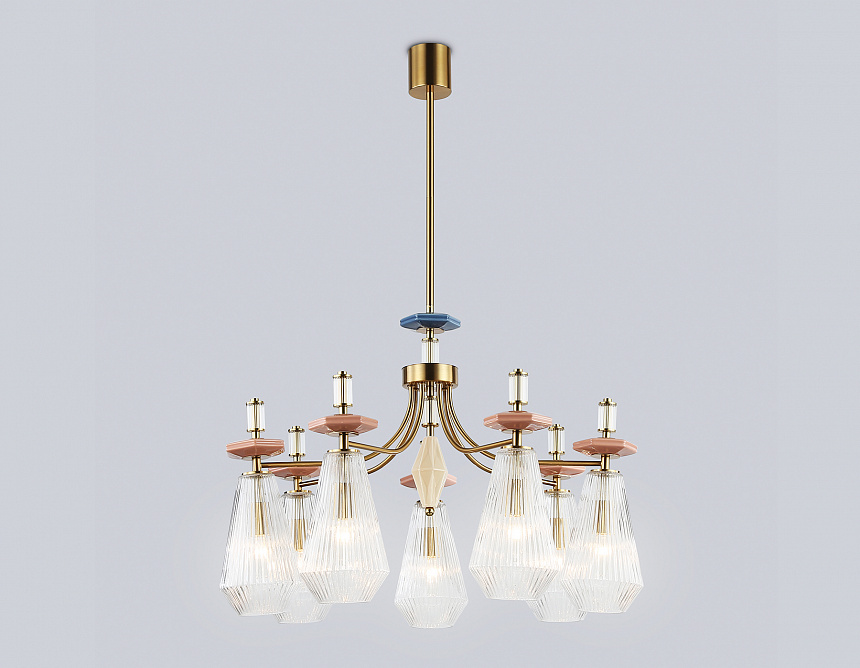 LH53184/7 BS/CL латунь/прозрачный E14*7 max 40W D750*1010