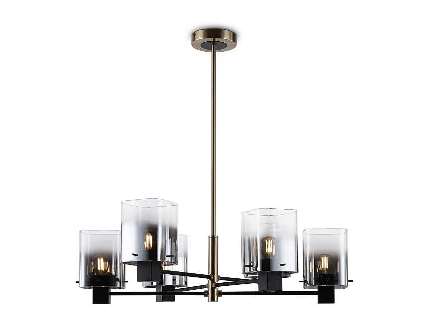 LH57041/6 BK/DBS/SM черный/темная латунь/дымчатый E14/6 max 40W D690*690