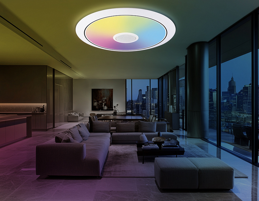 FZ720 WH белый IP20 52W 3000-6500K+RGB Music 450*65 (ПДУ ИК)