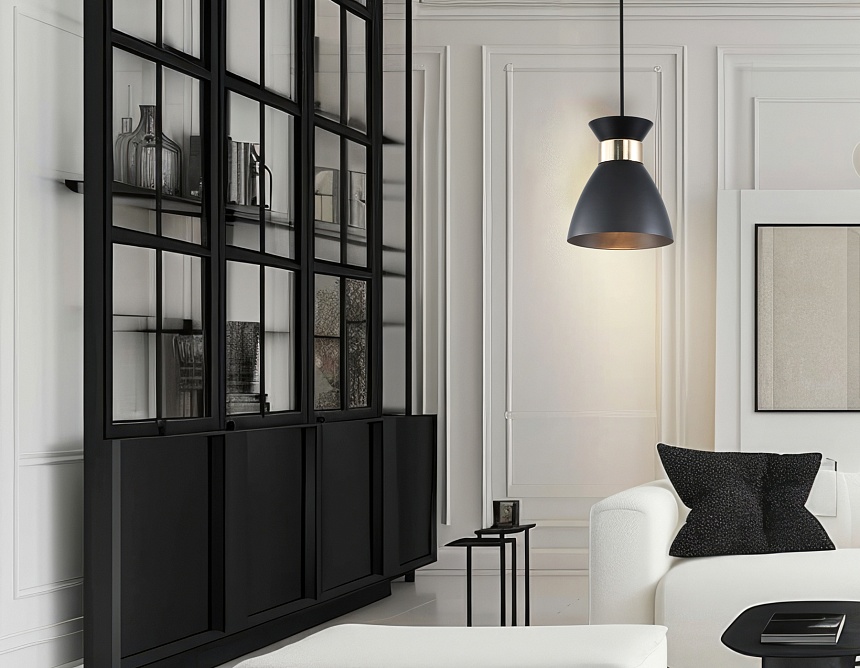 TR8468 BK/FGD черный/золото E27 max 60W D130*1000