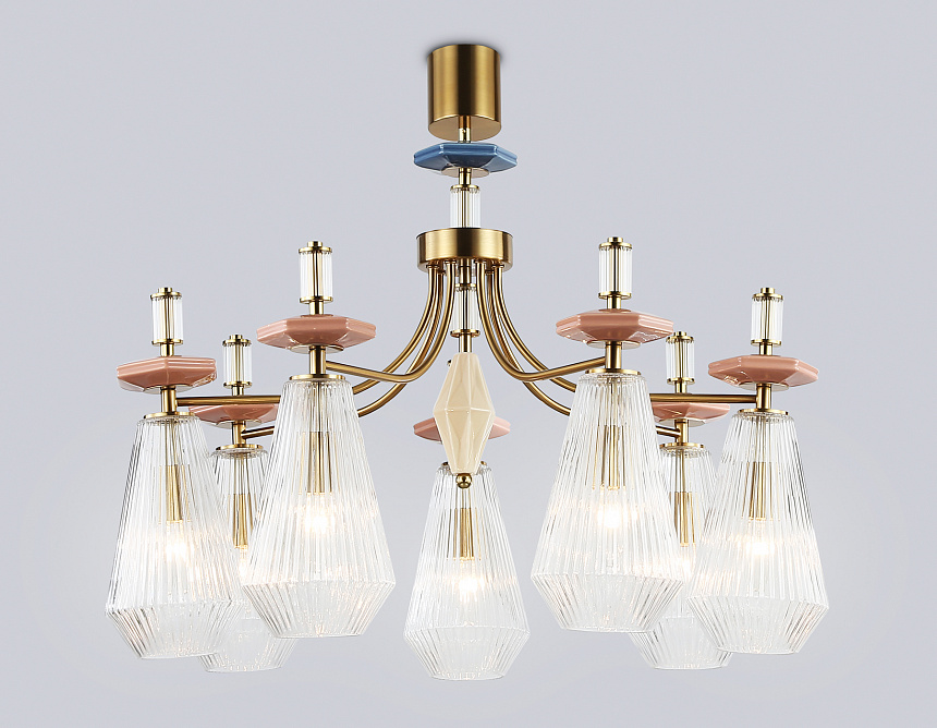 LH53184/7 BS/CL латунь/прозрачный E14*7 max 40W D750*1010