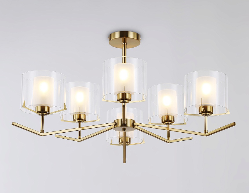 LH57008/6 BS/FR латунь/белый матовый E14/6 max 40W D850*420