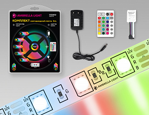 GS2402 5050 60Led/ 14.4W m/ 12V IP20 RGB/ 5000*10*1.87mm (4 конт.) комплект