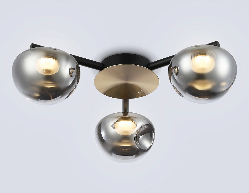 LH12006/3 BK/GD/SM черный/золото/дымчатый 18W 3000K D640*170