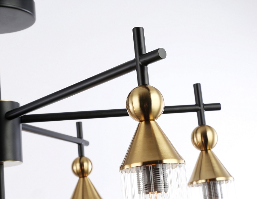 LH55257/7 BK/BS/CL черный/латунь/прозрачный E14*7 max 40W D640*520