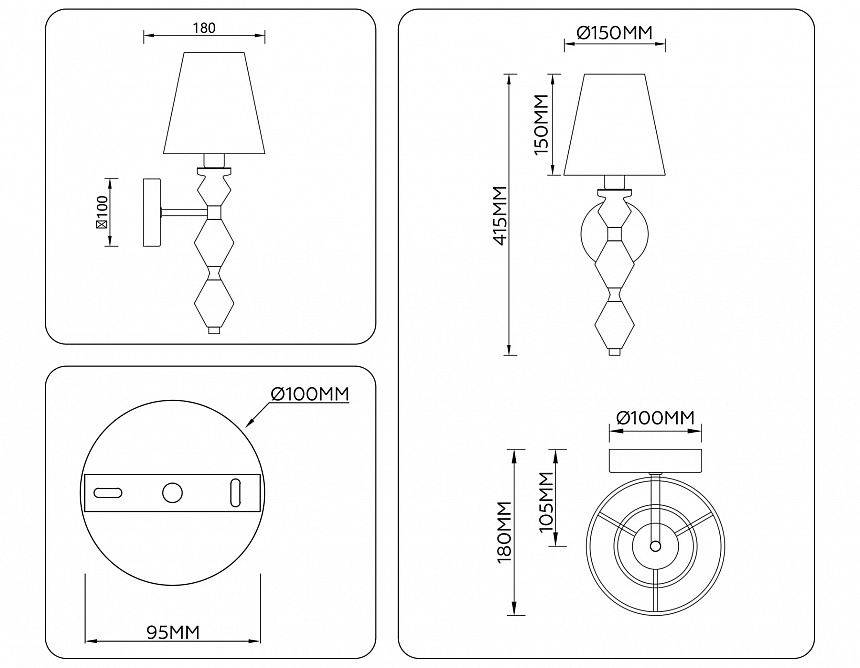LH75409 GD/GR золото/серый E14 max 40W 150*180*415