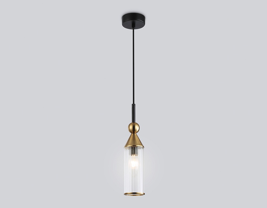 LH55251 BK/BS/CL черный/латунь/прозрачный E14 max 40W D65*1500