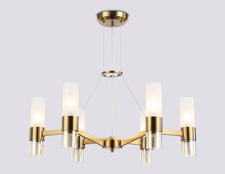 LH55114/6 BS/FR/TI латунь/белый матовый/янтарь E14*6 max 40W D650*1080