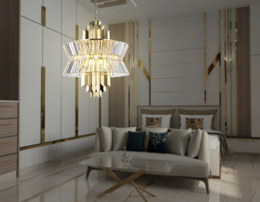 LH41017/12 BS/CL латунь/прозрачный E14*12 max 40W D560*660