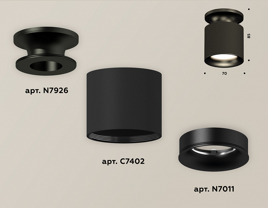 XS7402061 SBK/PBK черный песок/черный полированный MR16 GU5.3 (N7926, C7402, N7011)