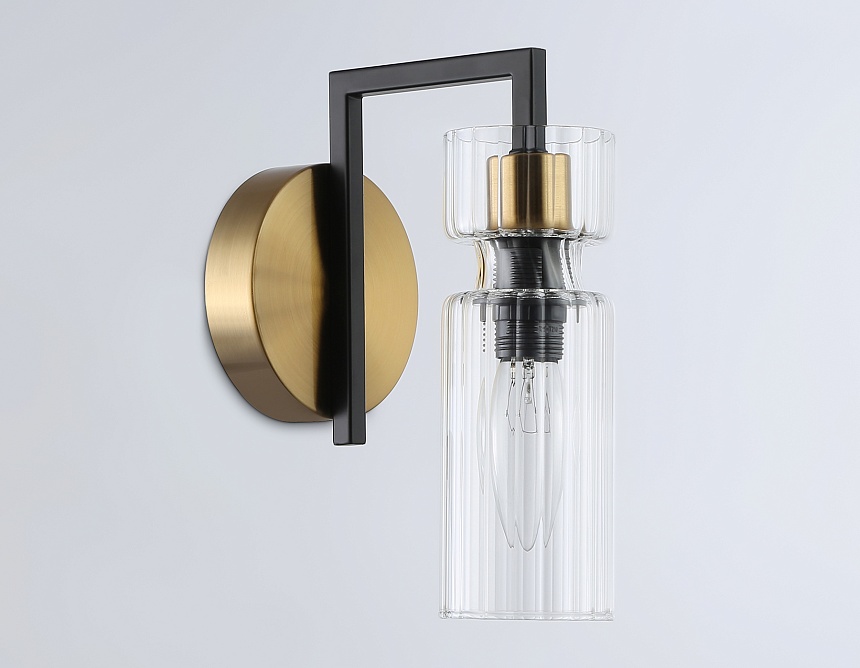 LH56119 BK/BS/CL черный/латунь/прозрачный E14 max 40W 150*100*210