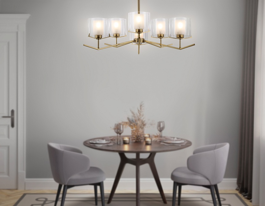 LH57008/6 BS/FR латунь/белый матовый E14/6 max 40W D850*420