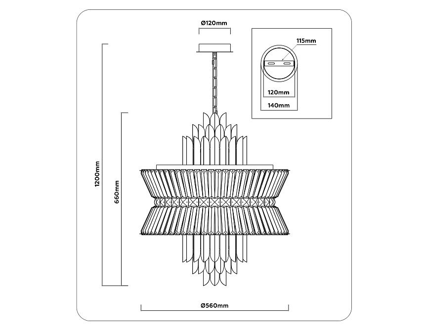 LH41020/12 BK/CL черный/прозрачный E14*12 max 40W D560*660