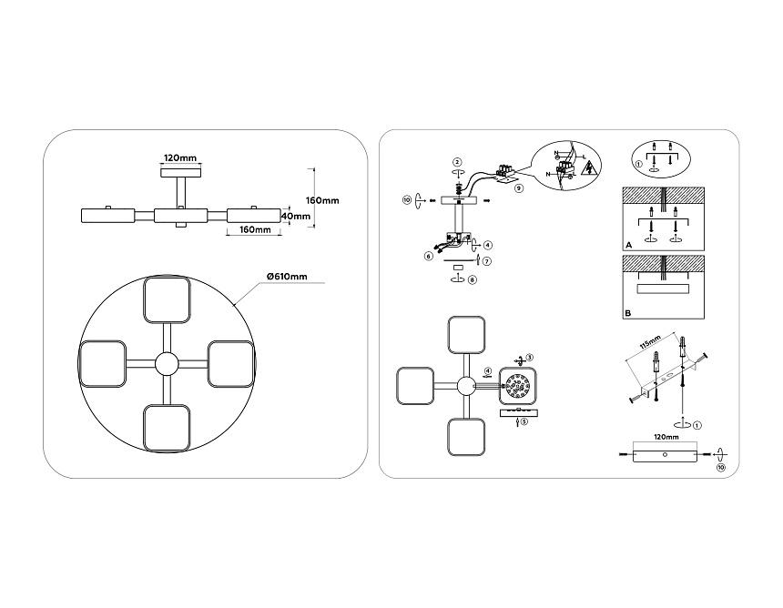 FL4880/4 BK/WD черный/дерево 72W 3000-6000K D610*160 (без ПДУ)