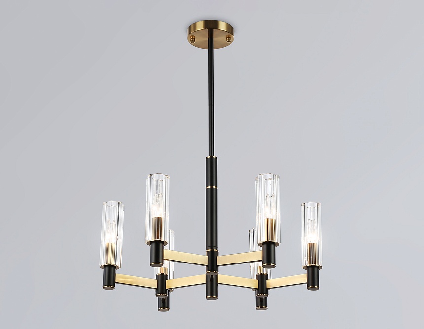 LH55511/6 BK/BS/CL черный/латунь/прозрачный E14*6 max 40W D570*760