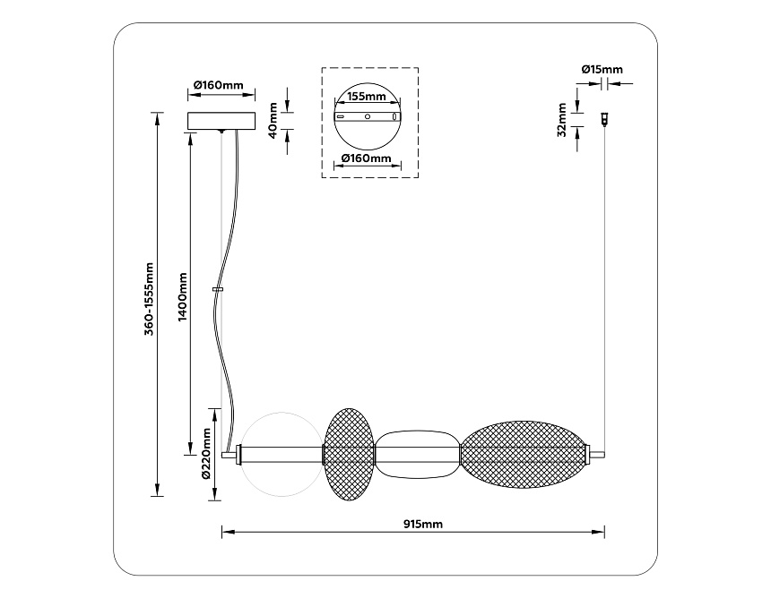 LH11010 BK/FR черный/белый матовый 32W 3000K 915*220*220