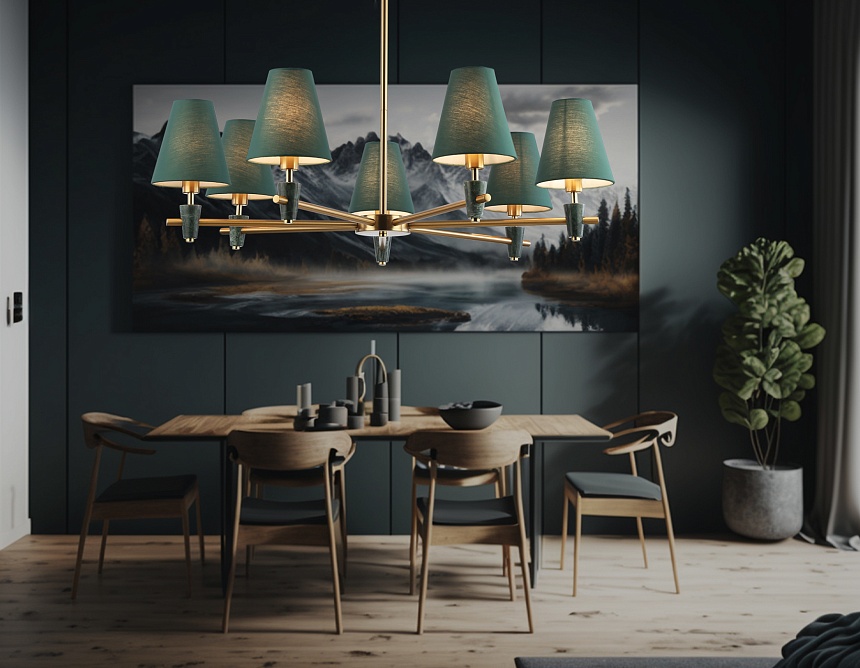 LH75053/7 BS/GN латунь/зеленый E14*7 max 40W D840*580