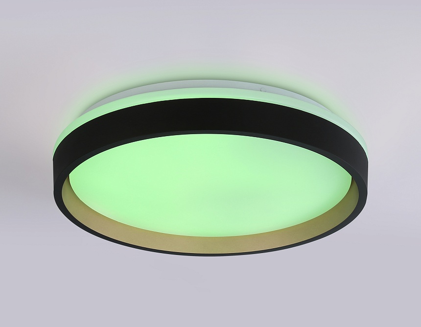 FZ604 BK/GD черный/золото IP20 46W 3000K-6500K+RGB D390*80 (ПДУ ИК)