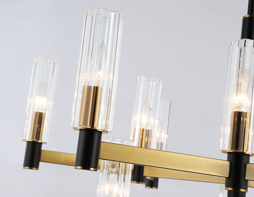 LH55515/12 BK/BS/CL черный/латунь/прозрачный E14*12 max 40W D860*905