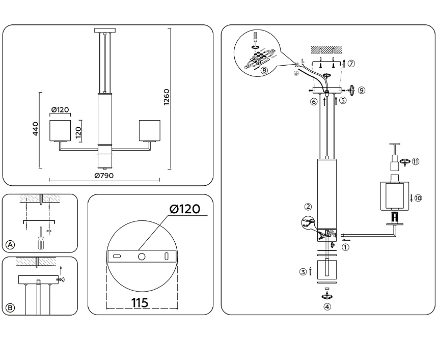 LH56003/7 СH/FR хром/белый матовый E14*7 max 40W D790*1260