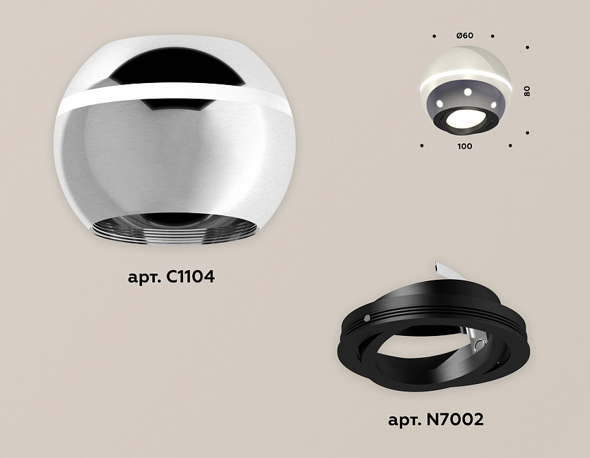 XS1104010 PSL/PBK серебро полированное/черный полированный MR16 GU5.3 LED 3W 4200K (C1104, N7002)