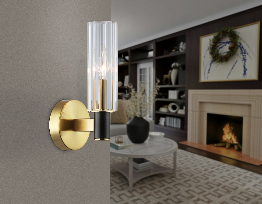 LH55517 BK/BS/CL черный/латунь/прозрачный E14 max 40W 120*100*250