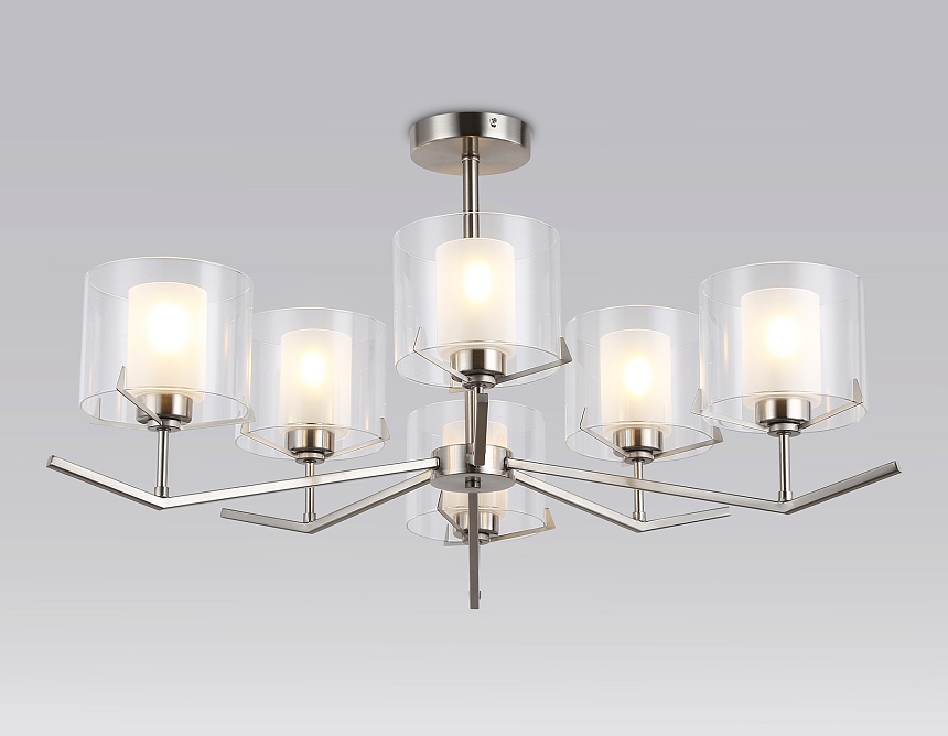 LH57002/6 SN/FR никель/белый матовый E14/6 max 40W D850*420