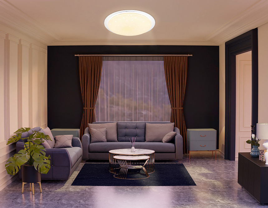 FZ770 WH белый IP20 42W 3000-6500K+RGB 450*55 (ПДУ ИК)