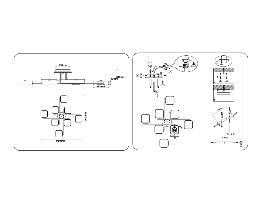 FL4890/8 BK/WD черный/дерево 144W 3000-6000K 960*960*160 (без ПДУ) FL4890/8 BK/WD черный/дерево 144W 3000-6000K 960*960*160 (без ПДУ)