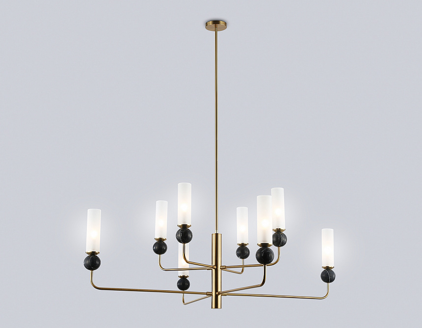 LH53264/8 BS/WH латунь/белый E14*8 max 40W D1260*1445