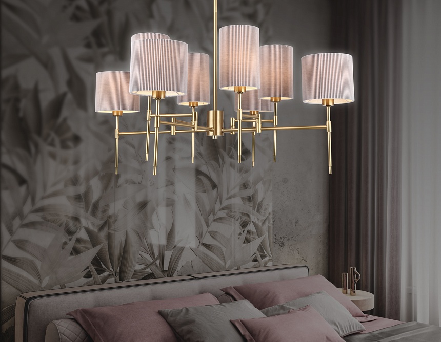 LH72383/8 BS/GR латунь/серый E14*8 max 40W D810*705