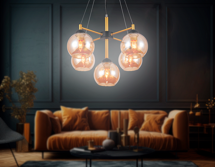 TR9026/5 BK/TI черный/янтарь E27 max 40W D580*600