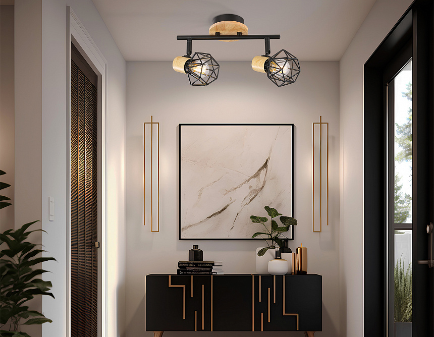 TR8752/2 BK/WD черный/дерево IP20 E27/2 310*115*200