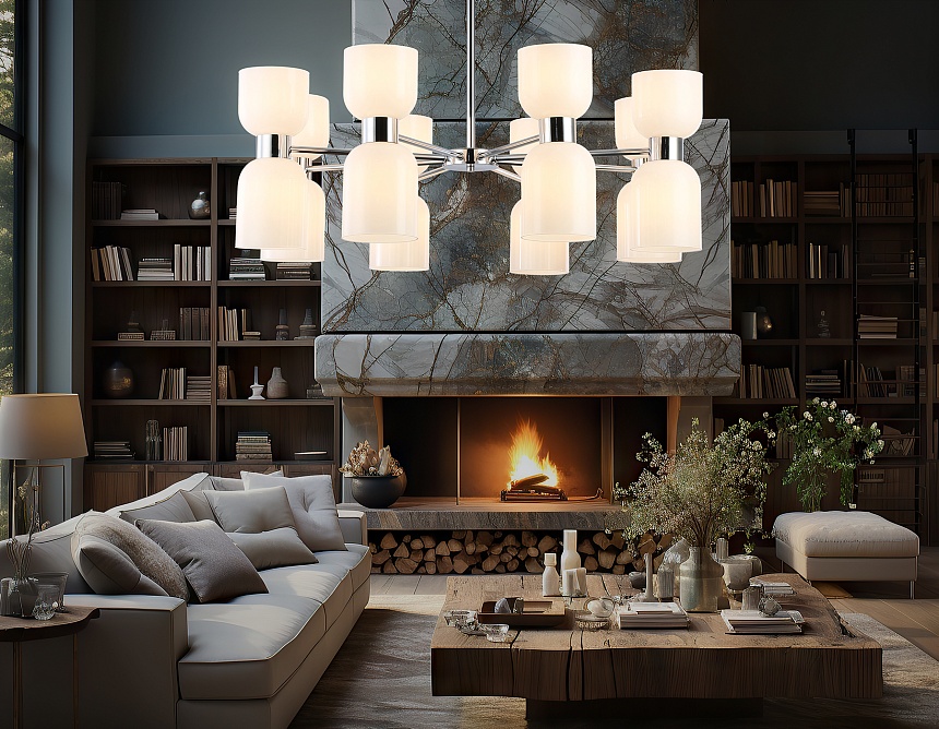 LH56085/16 СH/FR хром/белый матовый E14*16 max 40W D860*510