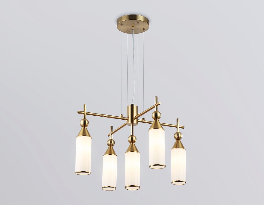 LH55276/5 BS/FR латунь/белый матовый E14*5 max 40W D520*1390