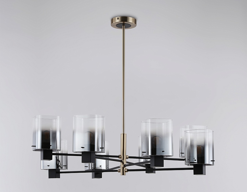 LH57043/8 BK/DBS/SM черный/темная латунь/дымчатый E14/8 max 40W D830*710