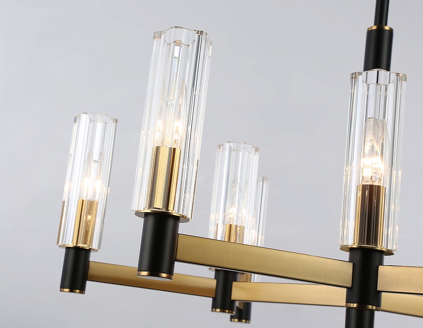 LH55513/9 BK/BS/CL черный/латунь/прозрачный E14*9 max 40W D760*760