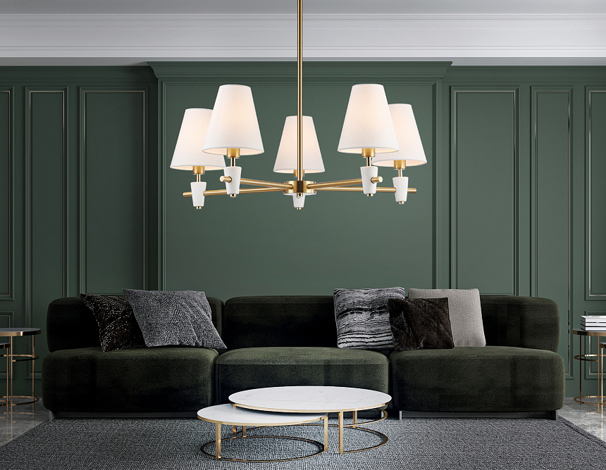 LH75044/5 BS/WH латунь/белый E14*5 max 40W D700*580