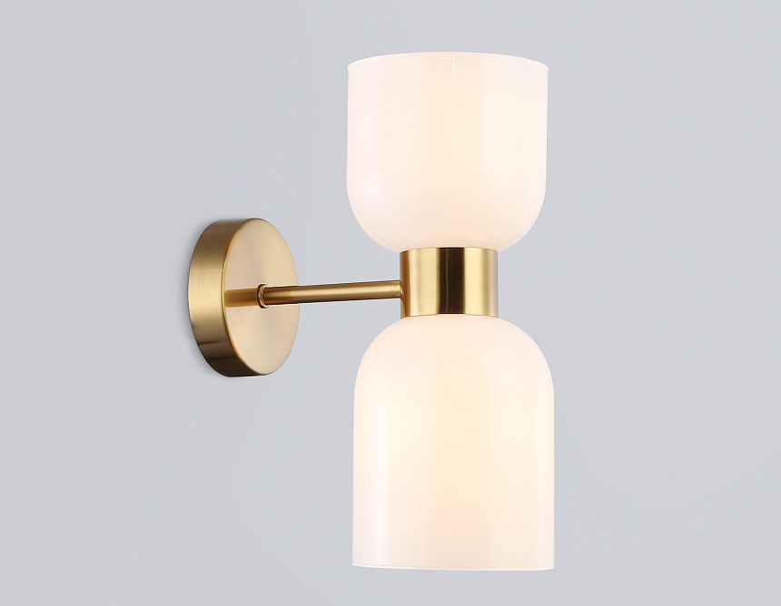 LH56097/2 BS/FR латунь/белый матовый E14*2 max 40W 215*120*300