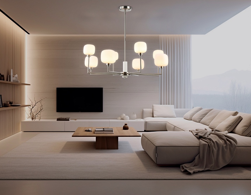 LH53003/8 SN/FR сатин никель/белый матовый G9*8 max 40W D830*680