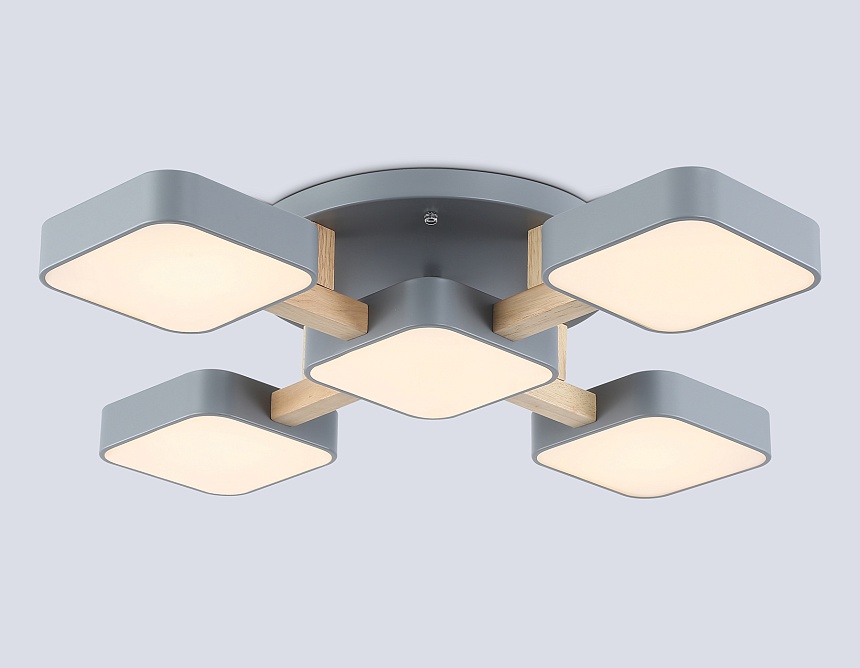 FL4882/5 GR/WD серый/дерево 90W 3000-6000K 675*675*110 (без ПДУ)