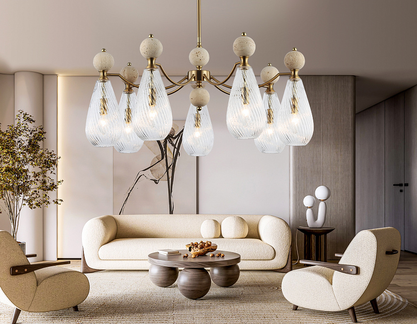 LH53287/7 BS/CL латунь/прозрачный E14*7 max 40W D815*900