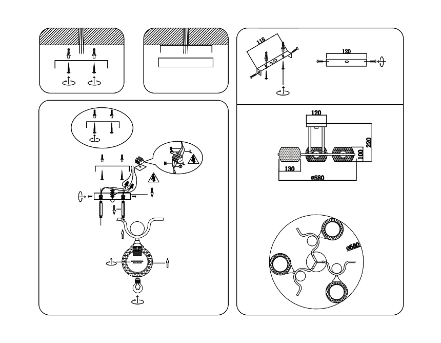 TR80163/3 WH белый E27/3 max 40W D580*220