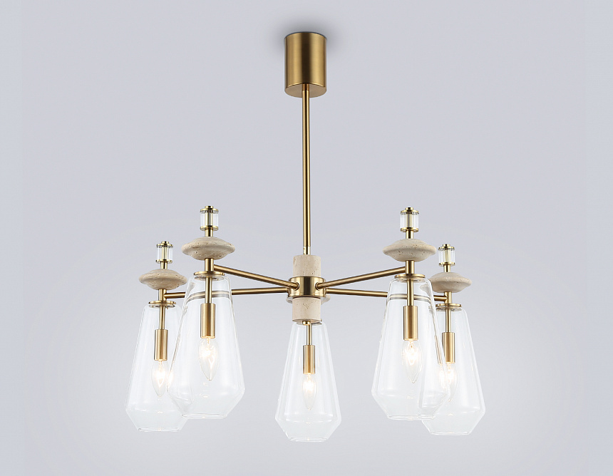 LH53305/5 BS/CL латунь/прозрачный E14*5 max 40W D690*925