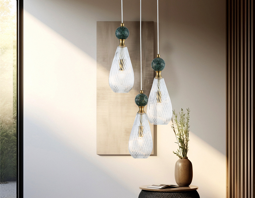 LH53290/3 BS/CL латунь/прозрачный E14*3 max 40W D335*2150