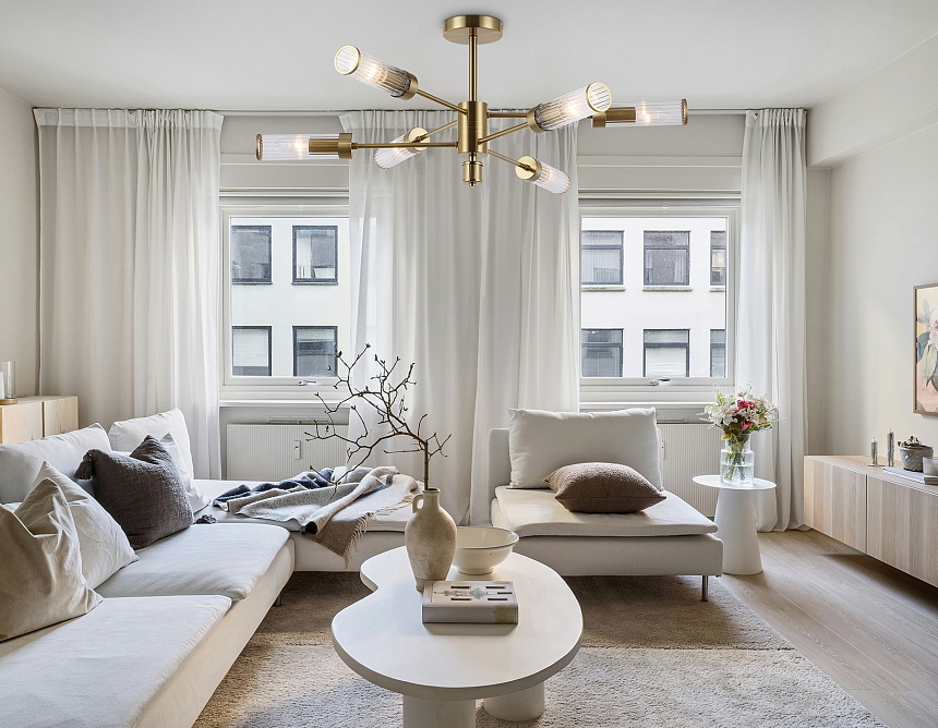 LH55161/6 BS/CL латунь/прозрачный E14/6 max 40W D830*330