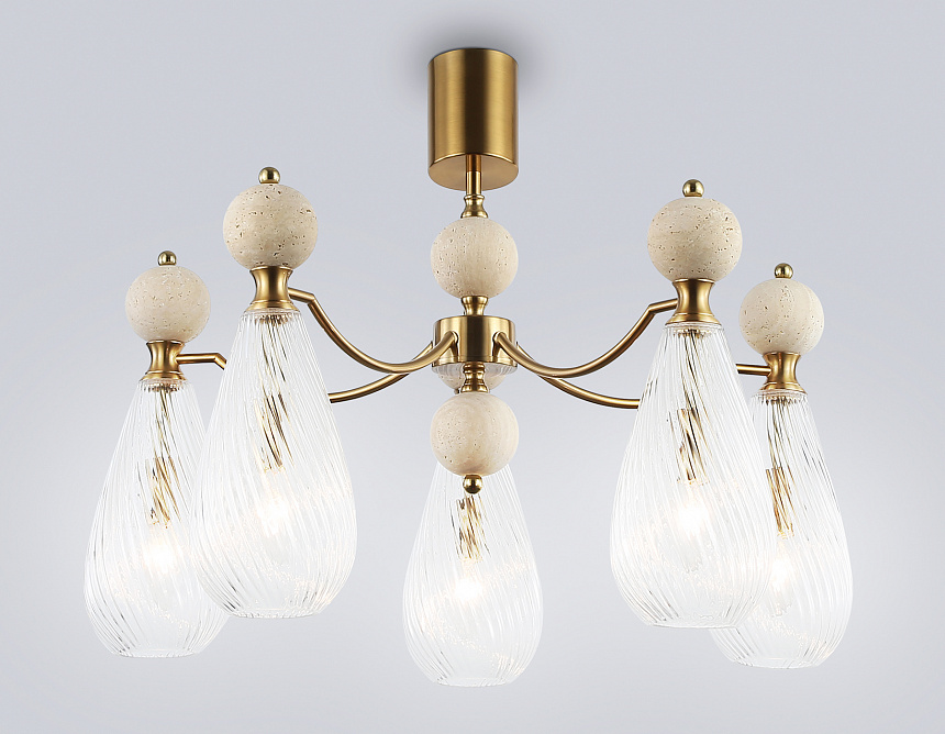 LH53286/5 BS/CL латунь/прозрачный E14*5 max 40W D675*900