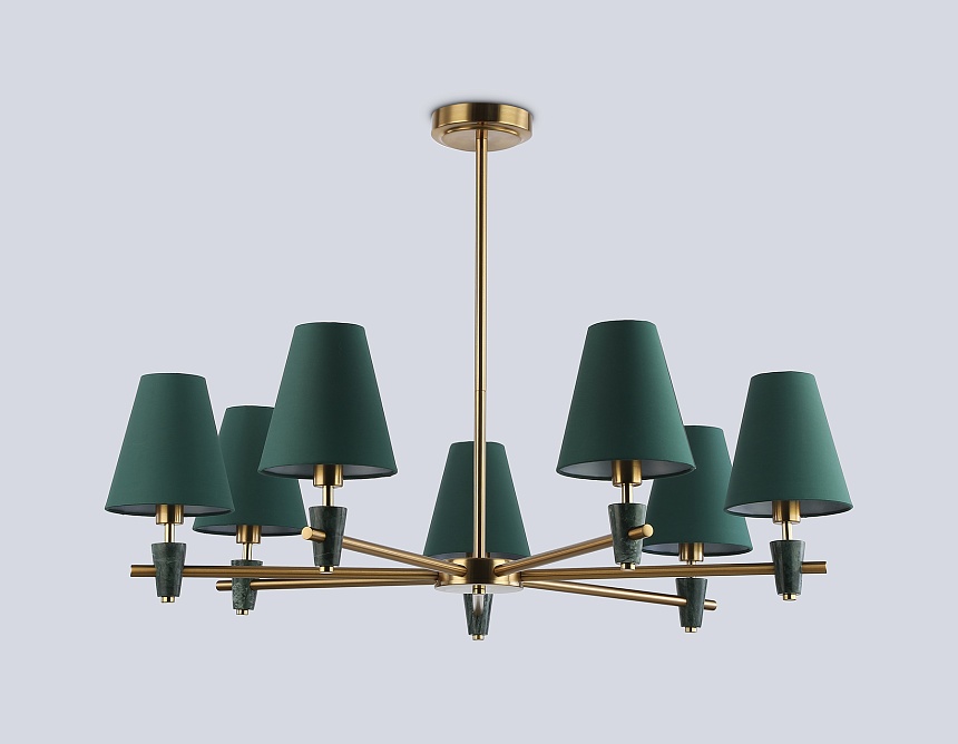 LH75053/7 BS/GN латунь/зеленый E14*7 max 40W D840*580