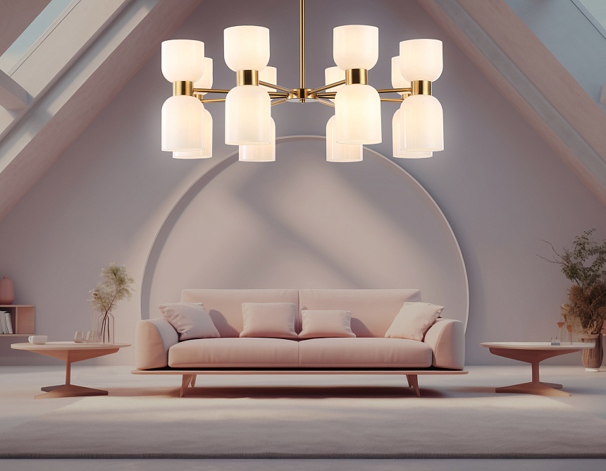 LH56095/16 BS/FR латунь/белый матовый E14*16 max 40W D860*510